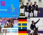 Πόντιουμ ιππασίας επιμέρους eventing, Michael Jung (Γερμανία), Sara Algotsson Ostholt (Σουηδία) και Sandra Auffahrt (Γερμανία) - London 2012-